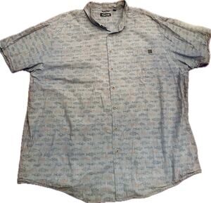 Solaris Outdoor Fish Print Mens 4XT Short Sleeve Button Up Multi Color